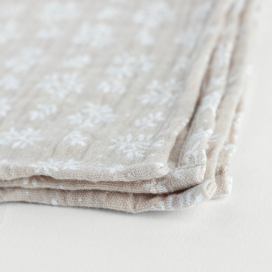 Mousseline zakdoek - Beige Blaadjesdroom